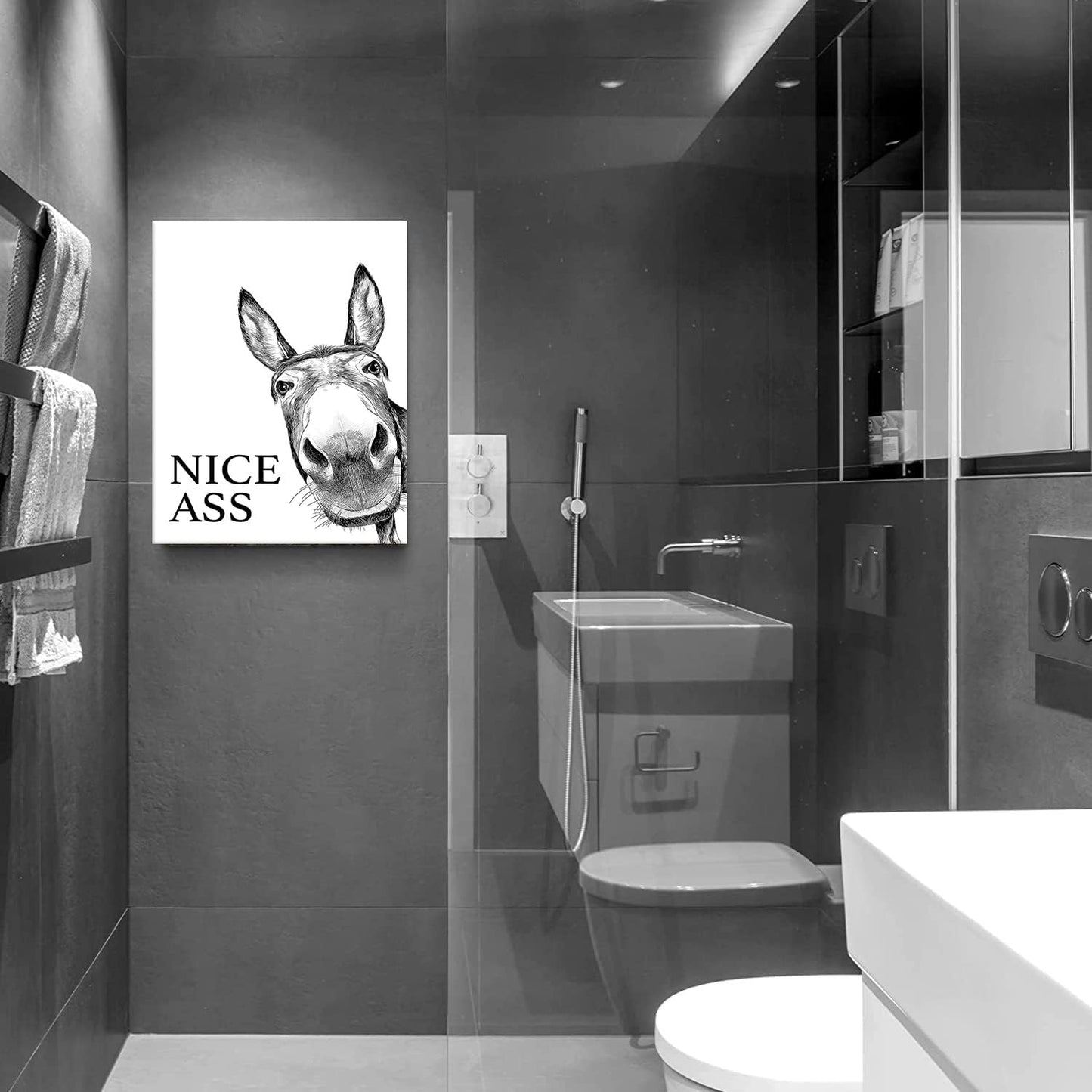 🤣The "Nice Ass" Cheeky Donkey Bathroom Canvas Art Hidden Humour for Pure Joy