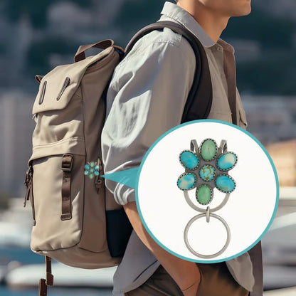🌿Natural Turquoise Flower Clip Keychain: Stylish & Practical, Find Keys Easily