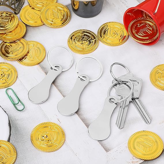 Mini Aluminum Alloy Key Ring Shopping Trolley Tokens(3Pcs)