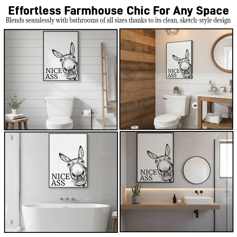 🤣The "Nice Ass" Cheeky Donkey Bathroom Canvas Art Hidden Humour for Pure Joy