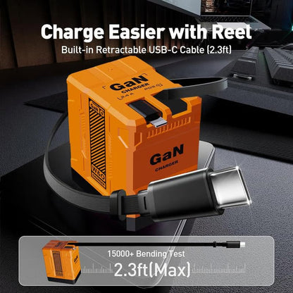 Last Day Sale W&O 4-in-1 GaN PD3.0 Fast Charger with Retractable Cables