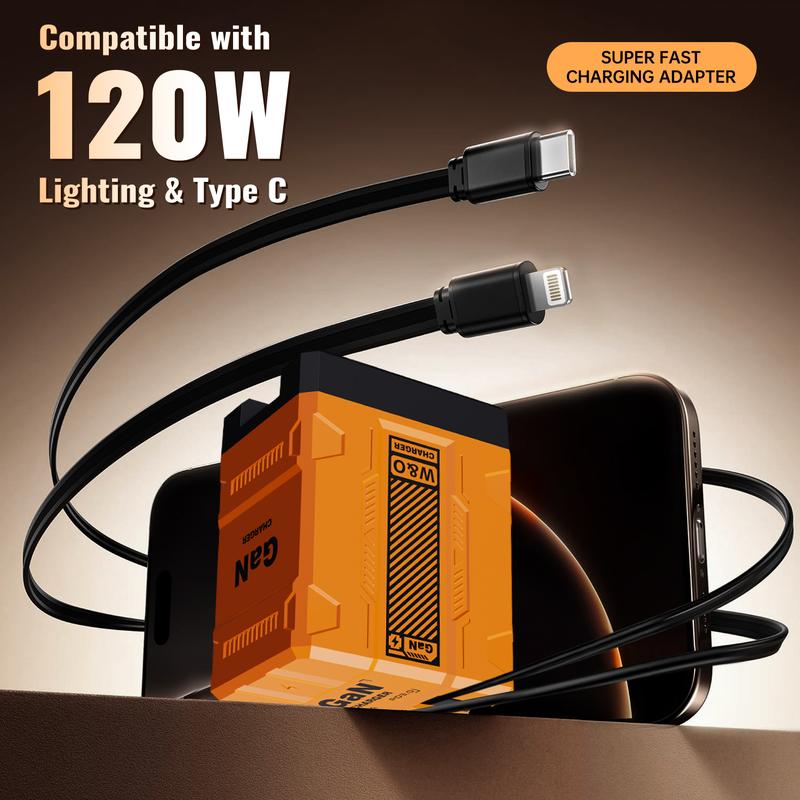Last Day Sale W&O 4-in-1 GaN PD3.0 Fast Charger with Retractable Cables