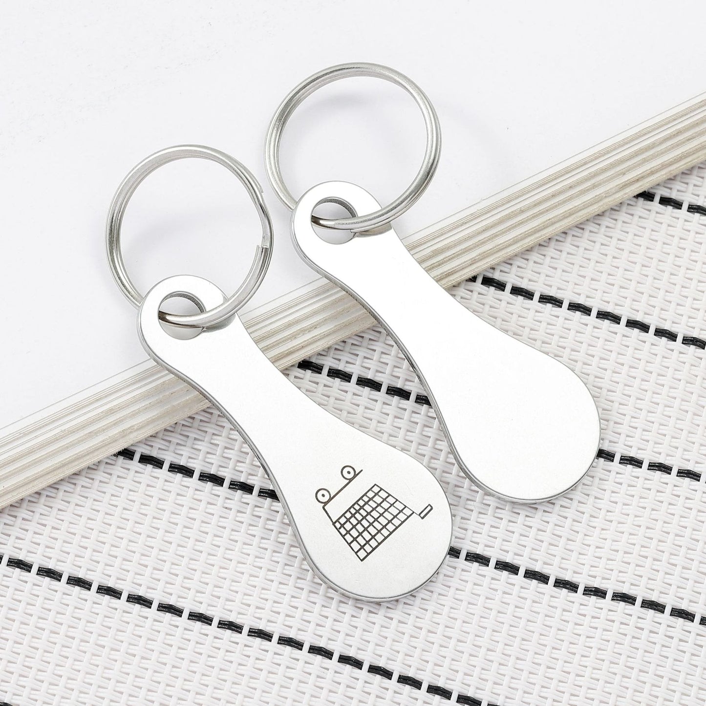 Mini Aluminum Alloy Key Ring Shopping Trolley Tokens(3Pcs)