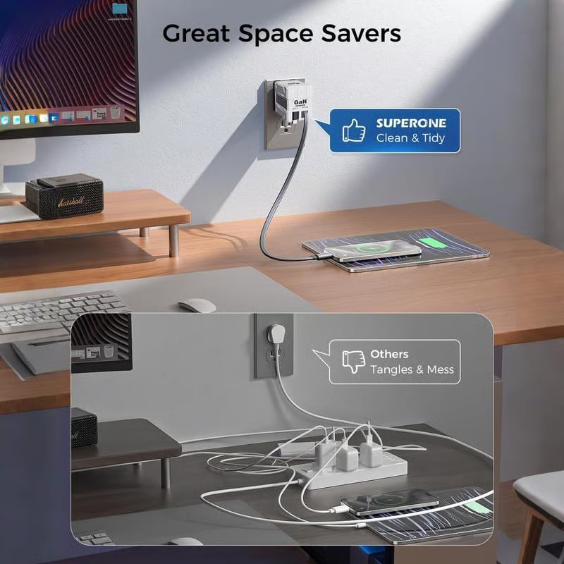 Last Day Sale W&O 4-in-1 GaN PD3.0 Fast Charger with Retractable Cables
