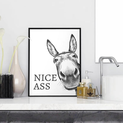 🤣The "Nice Ass" Cheeky Donkey Bathroom Canvas Art Hidden Humour for Pure Joy