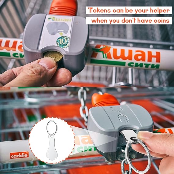 Mini Aluminum Alloy Key Ring Shopping Trolley Tokens(3Pcs)